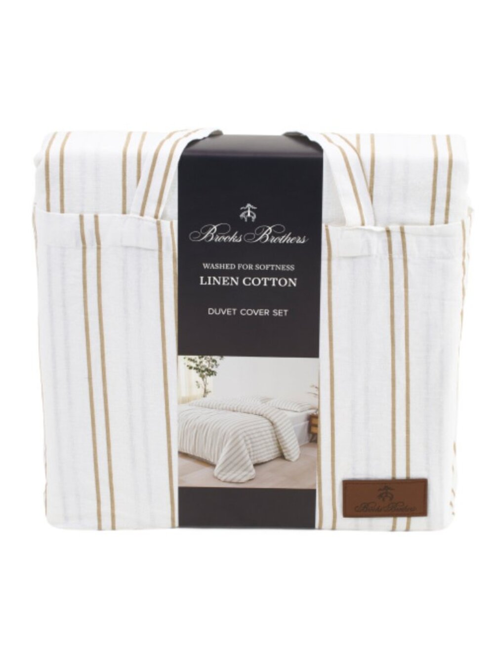BROOKS BROTHERS Linen And Cotton Blend Striped Duvet Cover Set